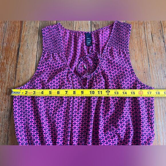 Gap || Smock Geometric Sleeveless Pink and Blue Mini Dress size Large - Picture 7 of 10
